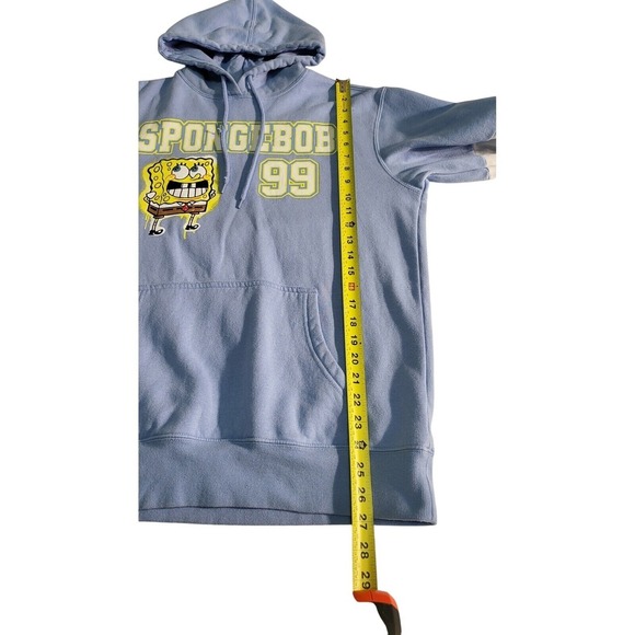 Y2K SpongeBob SquarePants Hoodie Pullover Graphic Print 99 Blue White Size M - Picture 3 of 8